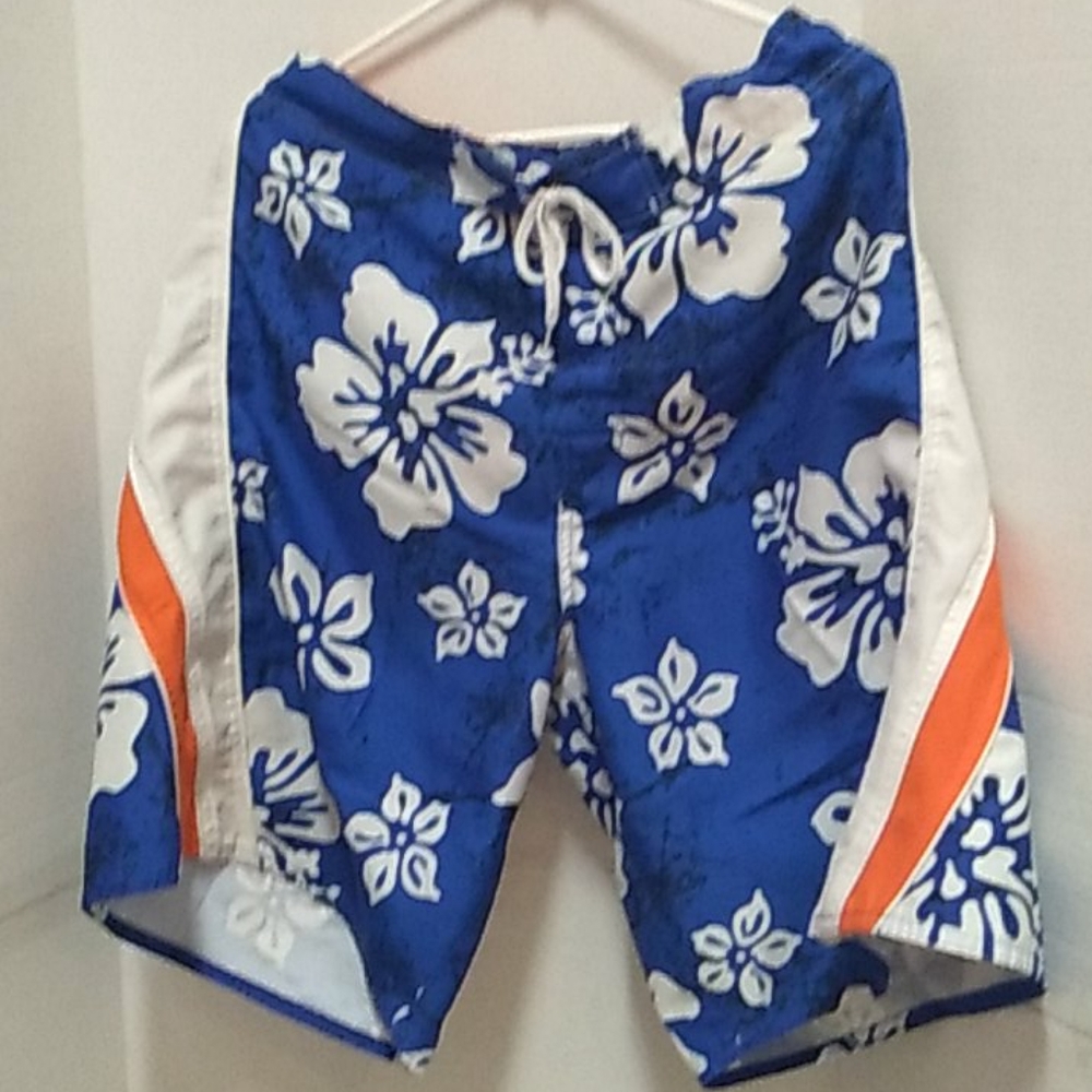 no boundaries men blue/white swim thrunks sz L - Picture 3 of 14